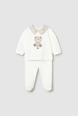 Mayoral Bear Applique Top w/Cream Footed Pants