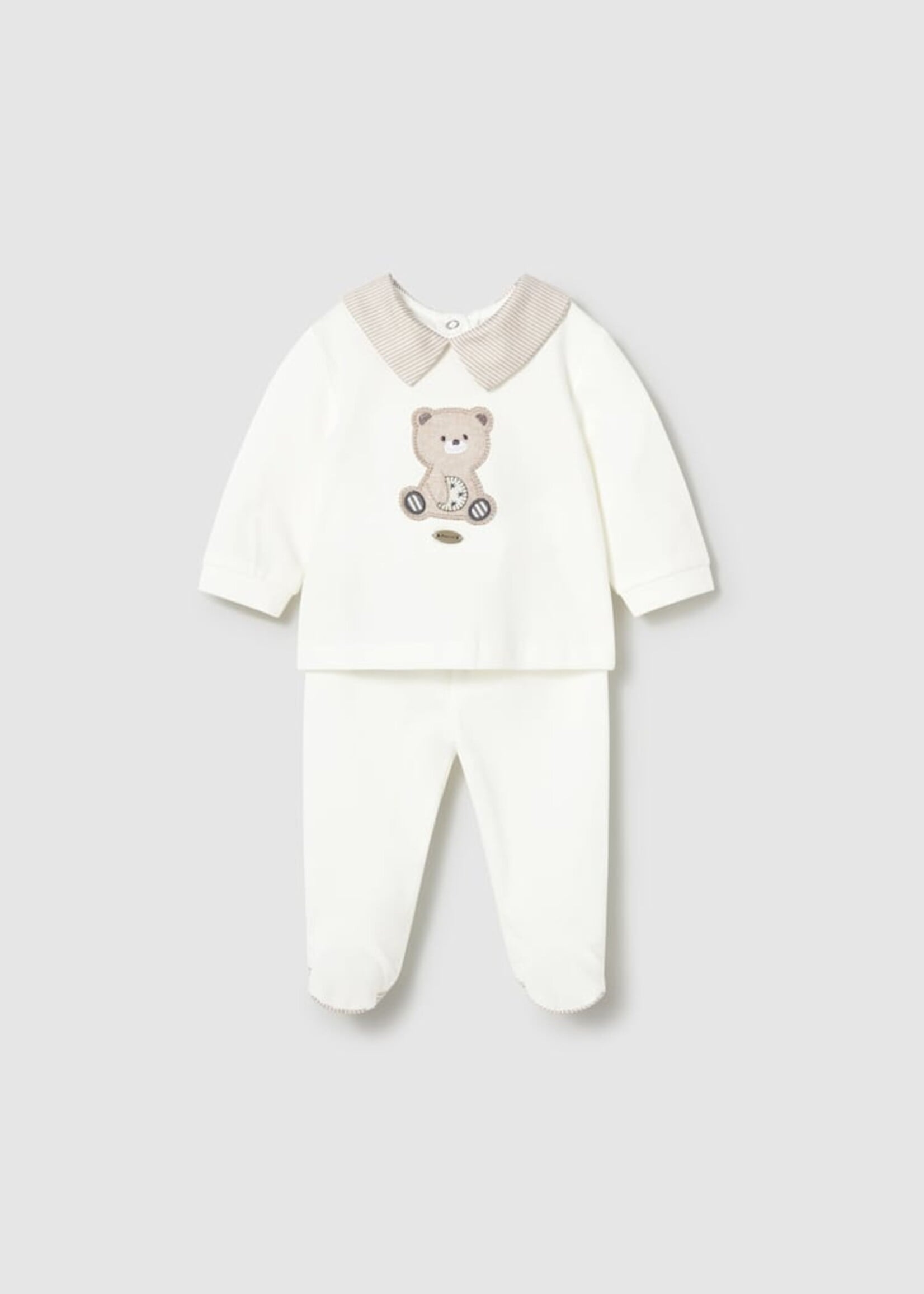 Mayoral Bear Applique Top w/Cream Footed Pants