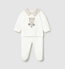 Mayoral Bear Applique Top w/Cream Footed Pants