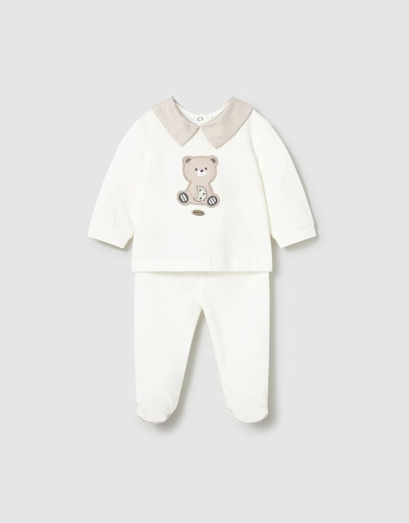 Mayoral Bear Applique Top w/Cream Footed Pants
