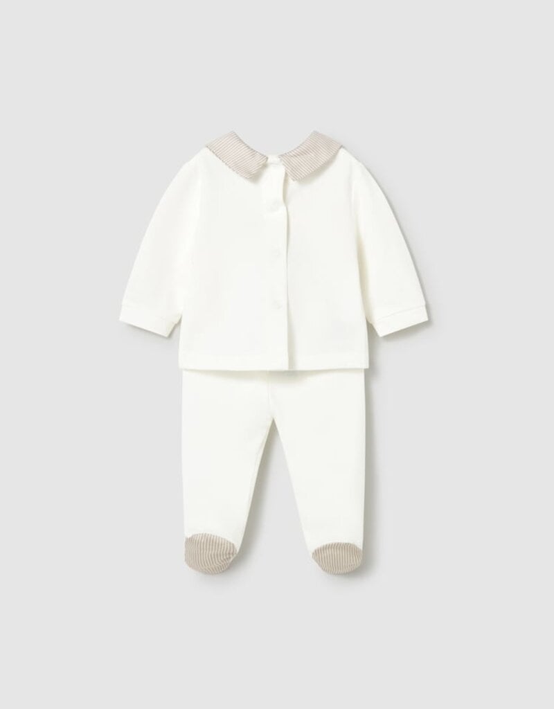 Mayoral Bear Applique Top w/Cream Footed Pants