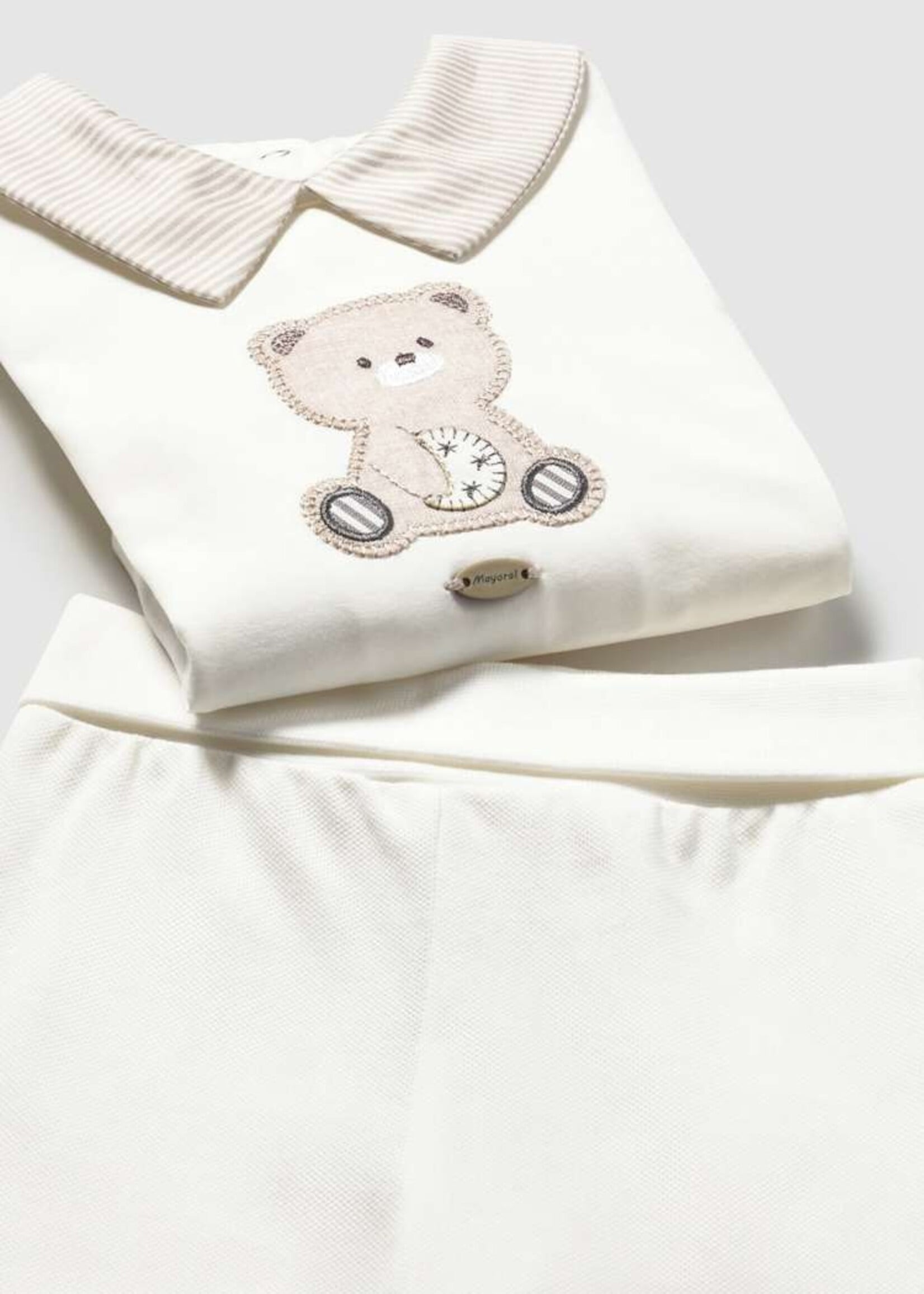 Mayoral Bear Applique Top w/Cream Footed Pants