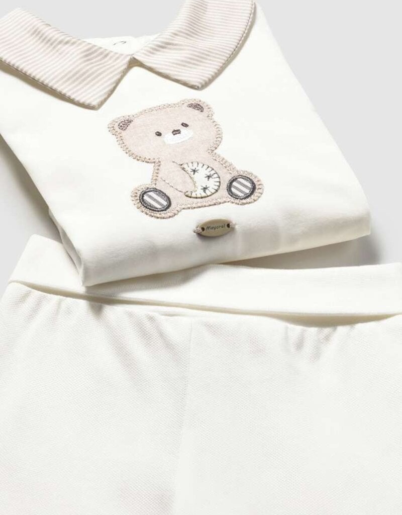 Mayoral Bear Applique Top w/Cream Footed Pants