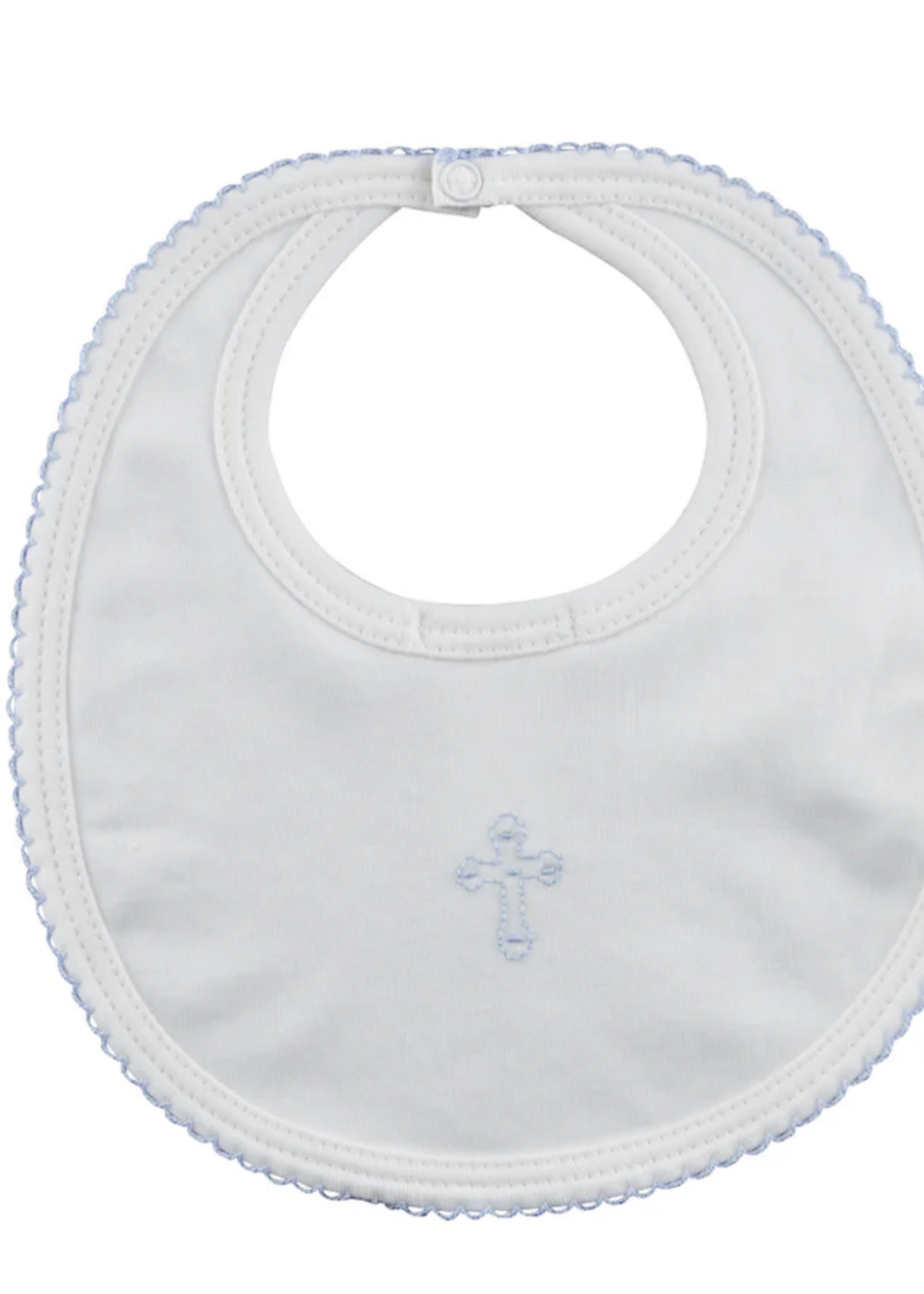 Little Threads Boys Embroidered Blue Cross Bib