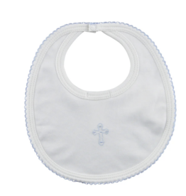 Little Threads Boys Embroidered Blue Cross Bib