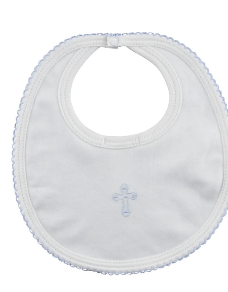 Little Threads Boys Embroidered Blue Cross Bib