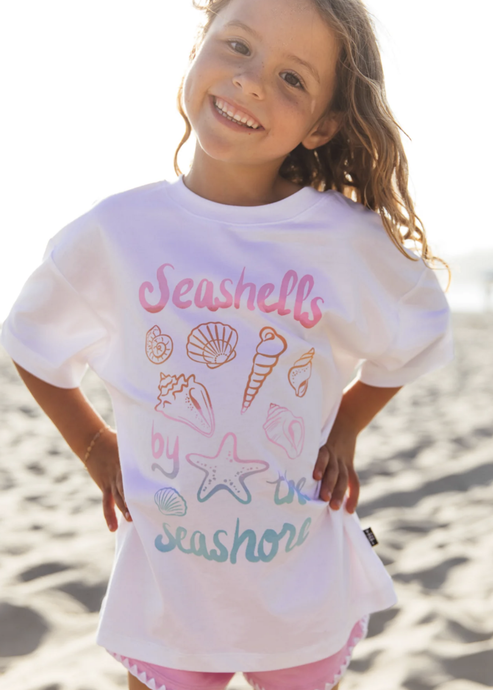 Feather 4 Arrow Oversized White Tee Seashell Seashore