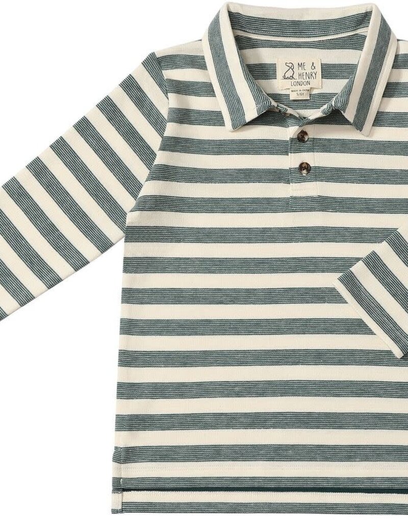 Me & Henry Midway Green/Cream Stripe Polo