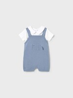 Mayoral SALE. Knit Shortall w/Collared Onesie Atlantic