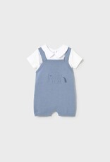 Mayoral Knit Shortall w/Collared Onesie Atlantic