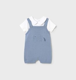 Mayoral SALE Knit Shortall w/Collared Onesie Atlantic