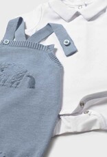 Mayoral Knit Shortall w/Collared Onesie Atlantic