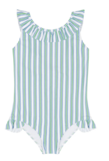 Minnow tamarin stripe ruffle collar one piece
