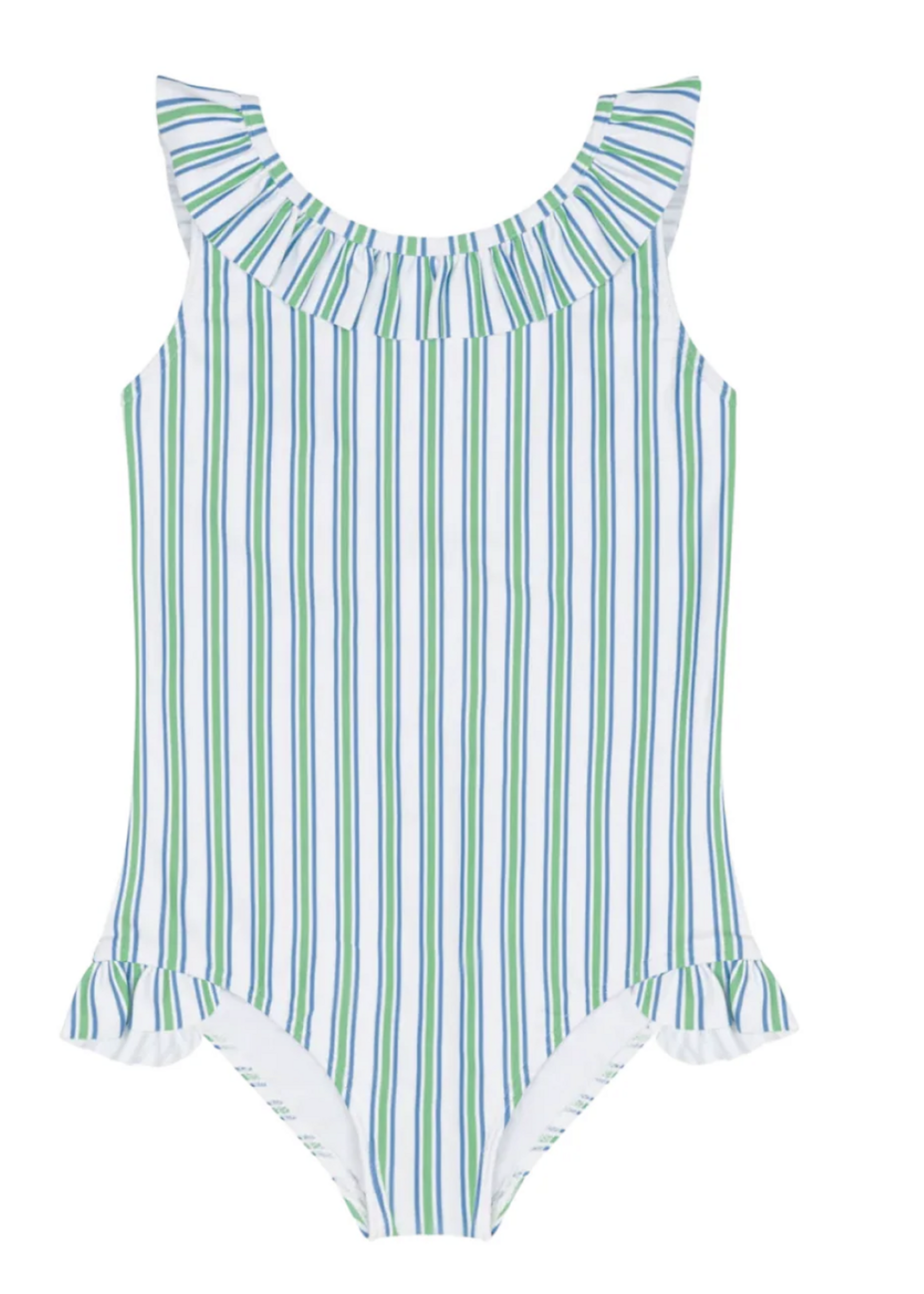 Minnow tamarin stripe ruffle collar one piece
