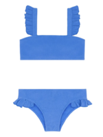 Minnow SALE. deep sea blue terry ruffle strap bandeau bikini
