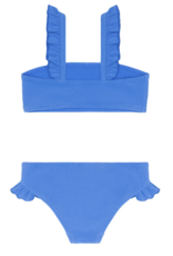 Minnow deep sea blue terry ruffle strap bandeau bikini