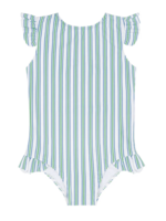Minnow SALE. tamarin stripe ruffle cap sleeve rashguard one piece