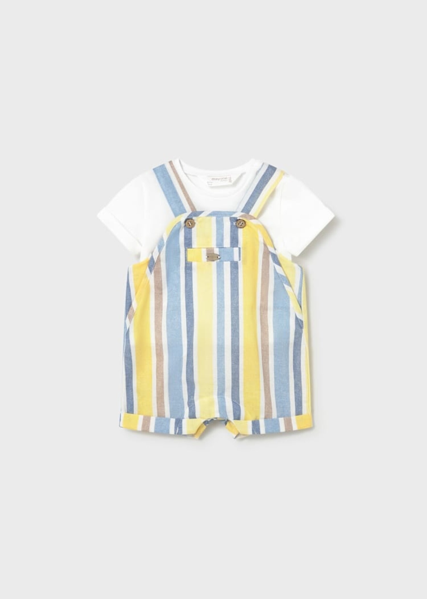 Mayoral Yellow Stripe Shortall w/Tee