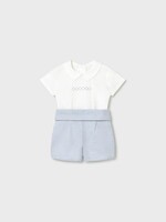 Mayoral SALE. Linen Light Blue Short Set