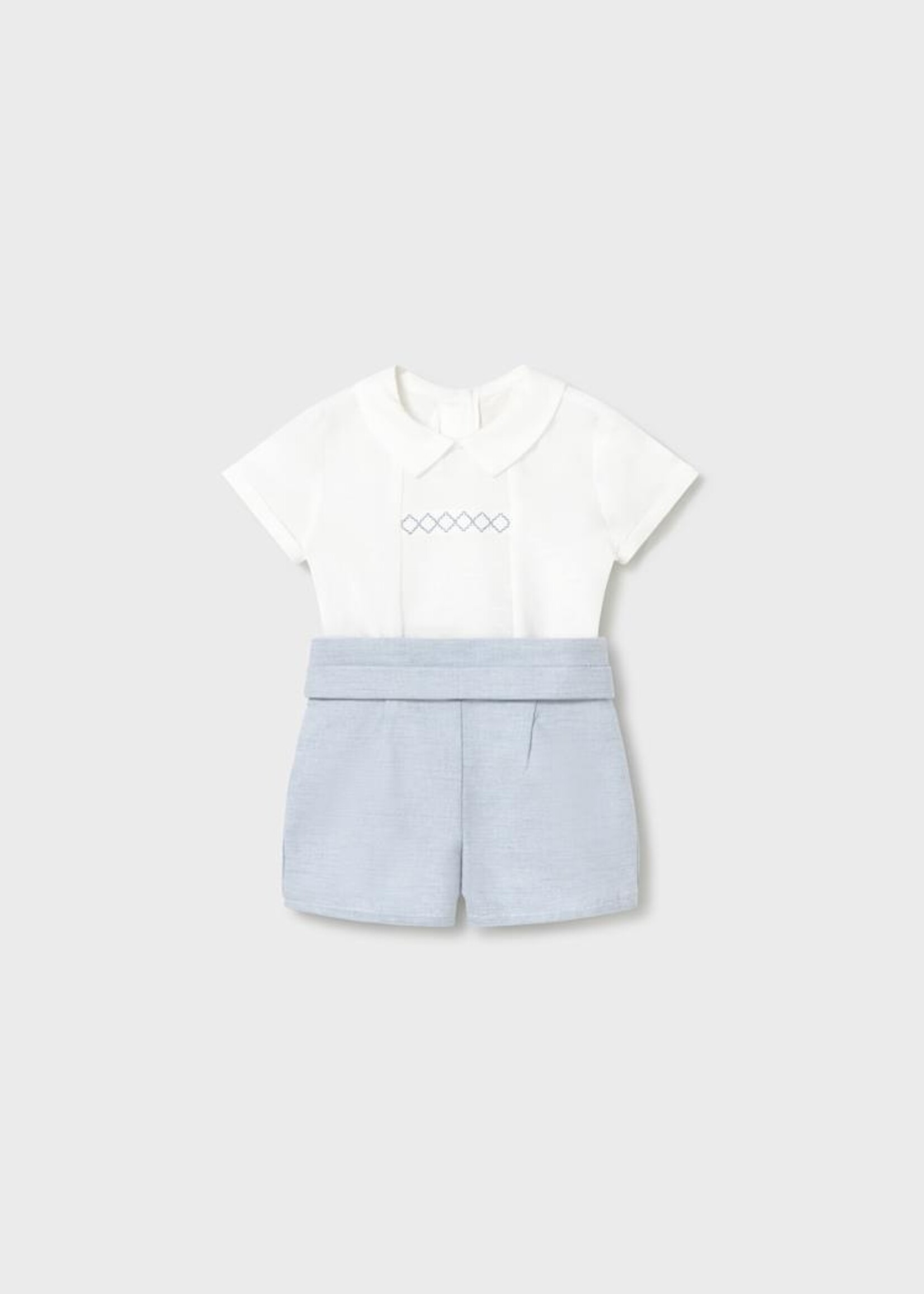 Mayoral Linen Light Blue Short Set