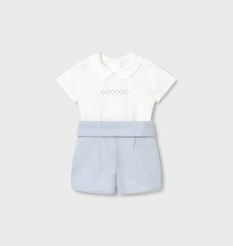 Mayoral SALE Linen Light Blue Short Set