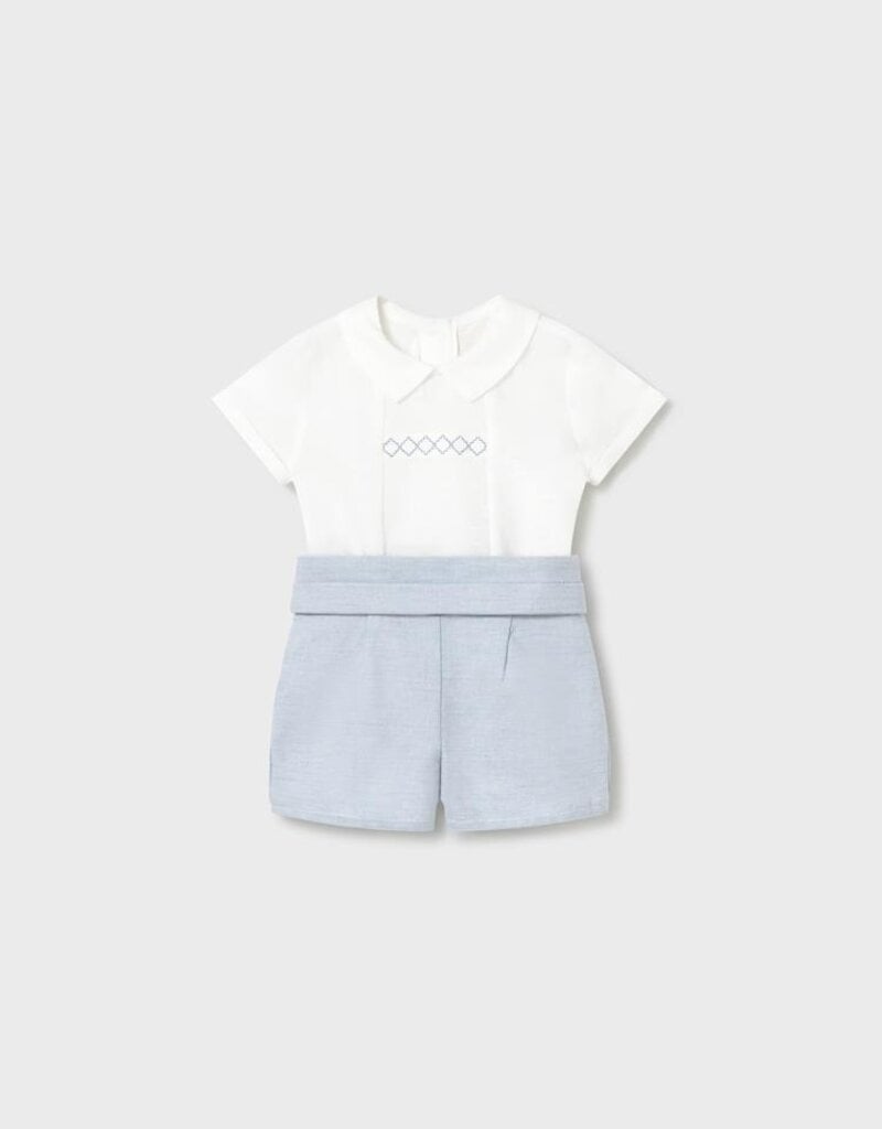 Mayoral Linen Light Blue Short Set