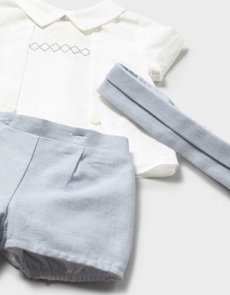 Mayoral Linen Light Blue Short Set