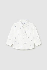 Mayoral Baby Boy L/S Linen Buttondown w/Sailboat Print