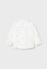 Mayoral Baby Boy L/S Linen Buttondown w/Sailboat Print