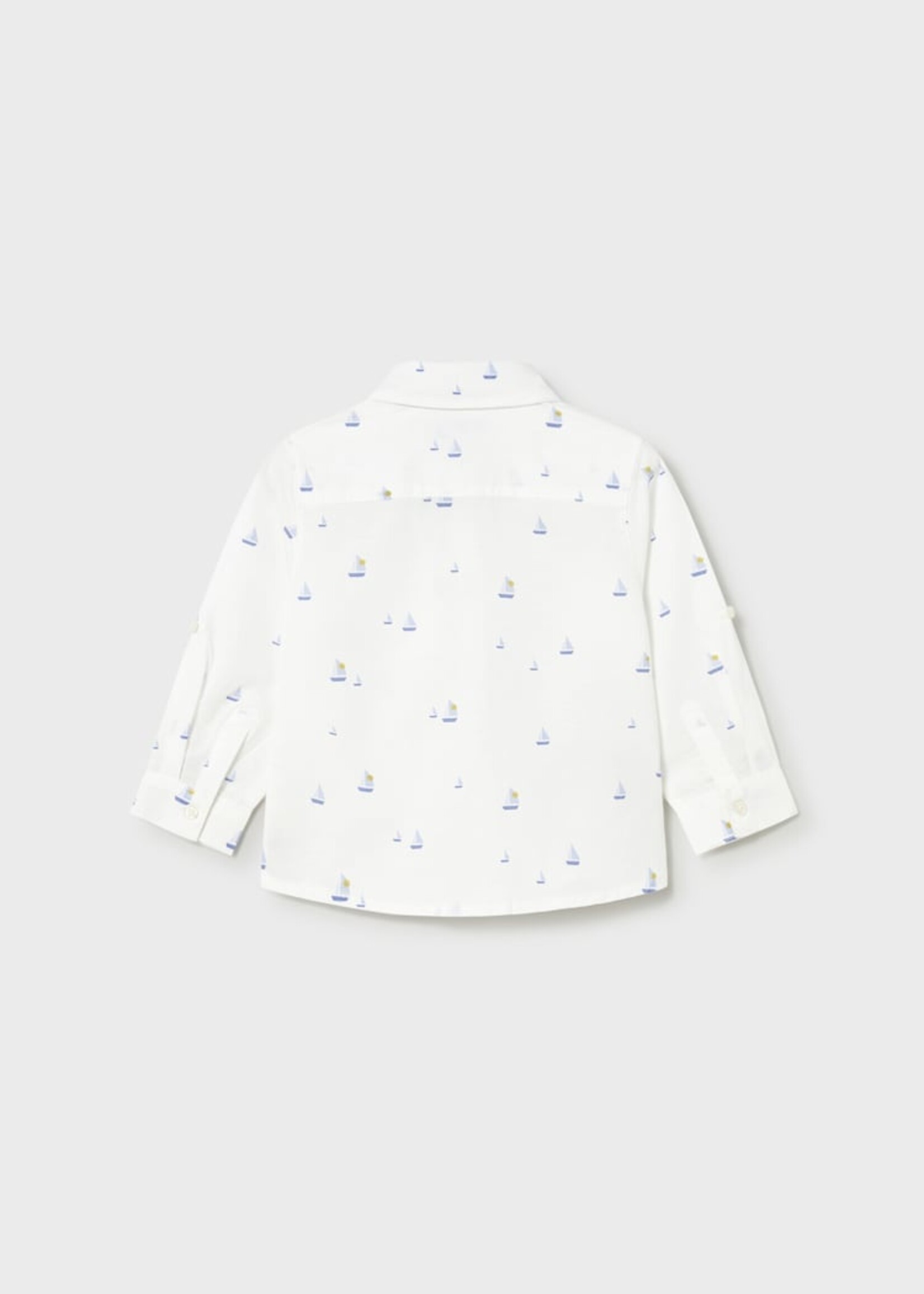Mayoral Baby Boy L/S Linen Buttondown w/Sailboat Print