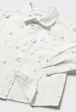Mayoral Baby Boy L/S Linen Buttondown w/Sailboat Print