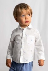 Mayoral Baby Boy L/S Linen Buttondown w/Sailboat Print