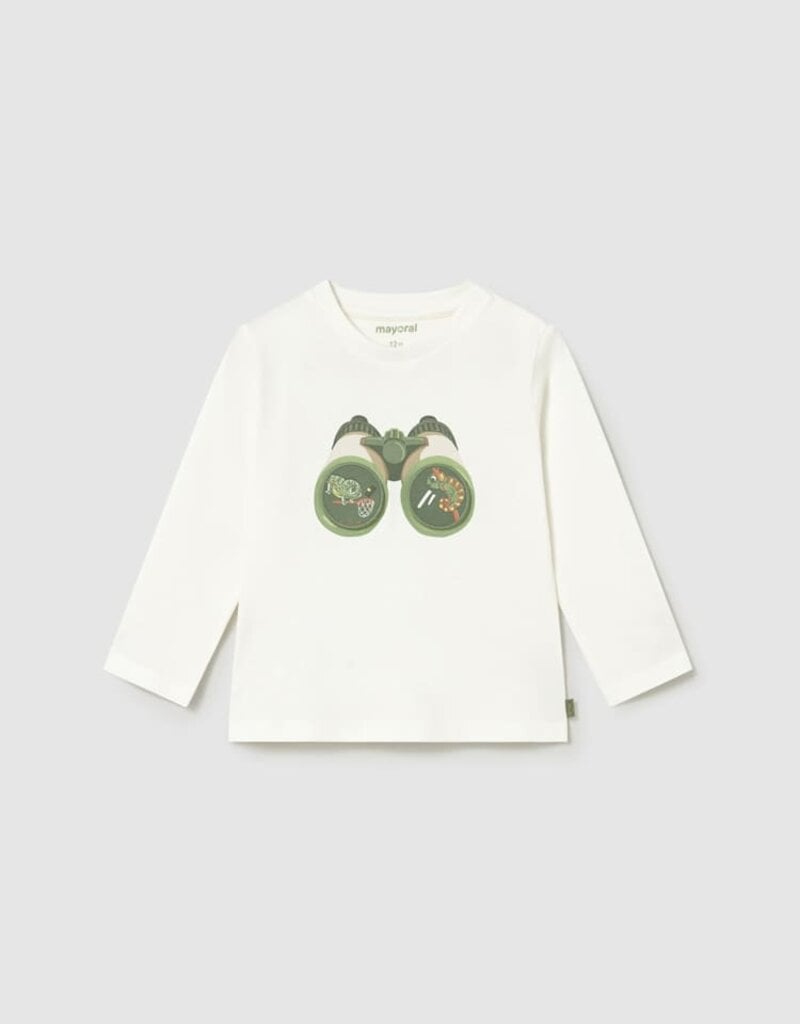Mayoral Baby Boy L/S Cream Tee w/Binoculars Print
