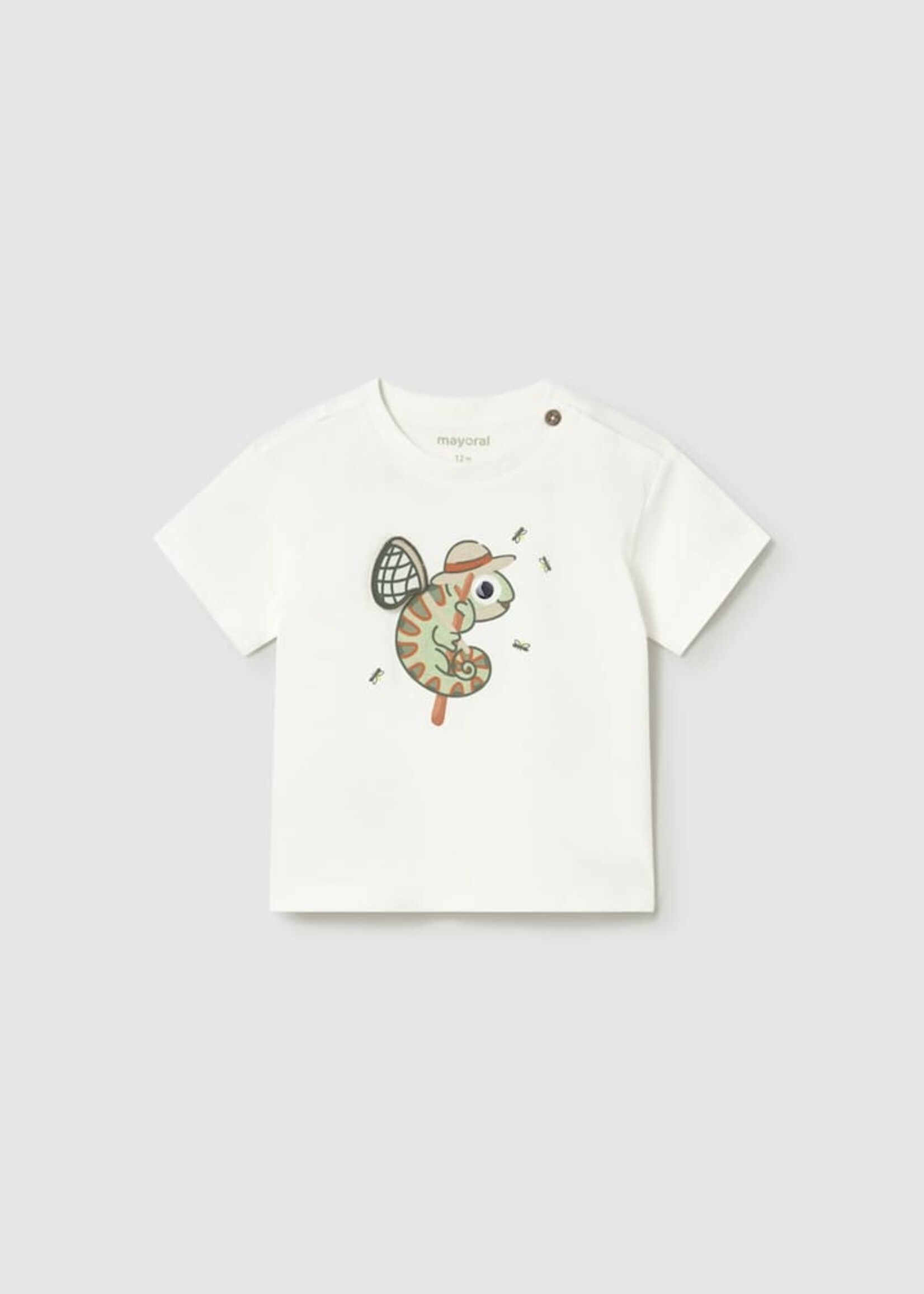 Mayoral Baby Boy S/S Cream Tee w/Chameleon Print