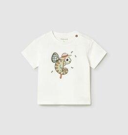 Mayoral SALE Baby Boy S/S Cream Tee w/Chameleon Print