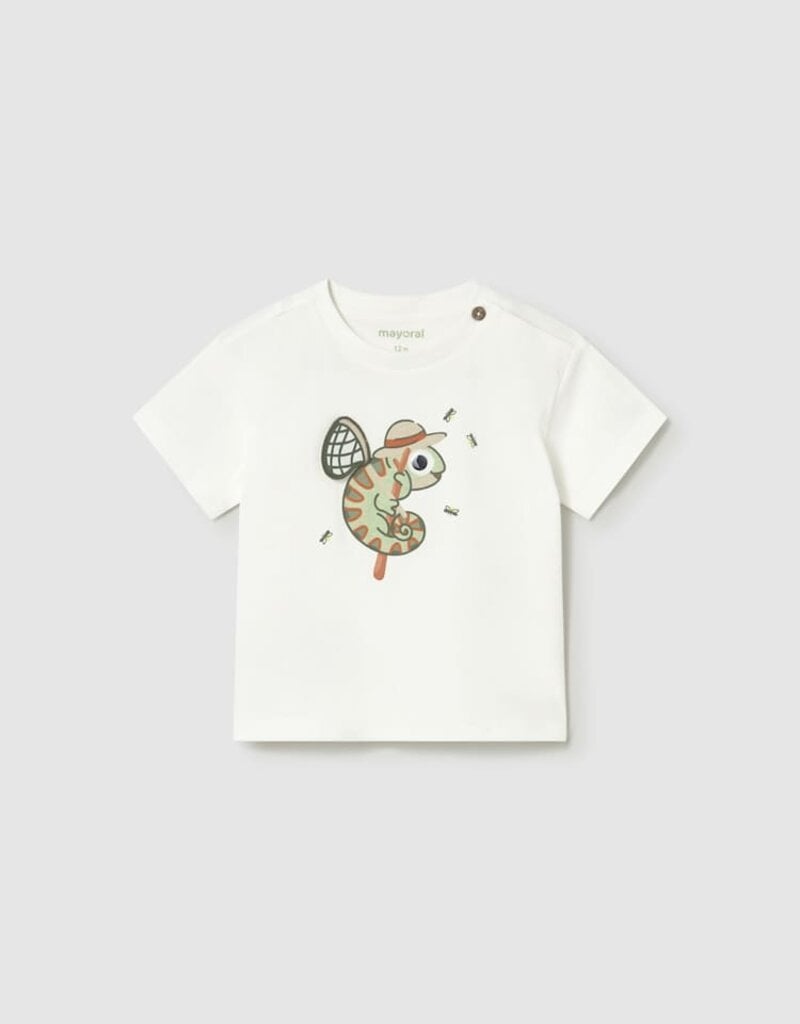Mayoral Baby Boy S/S Cream Tee w/Chameleon Print
