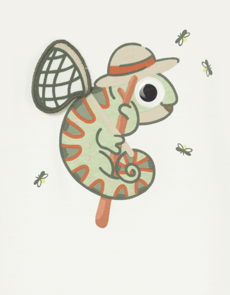 Mayoral Baby Boy S/S Cream Tee w/Chameleon Print