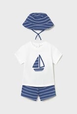 Mayoral Baby Boy Capri Blue Sailboat Short Set w/Hat