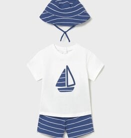 Mayoral Baby Boy Capri Blue Sailboat Short Set w/Hat