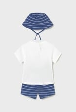 Mayoral Baby Boy Capri Blue Sailboat Short Set w/Hat