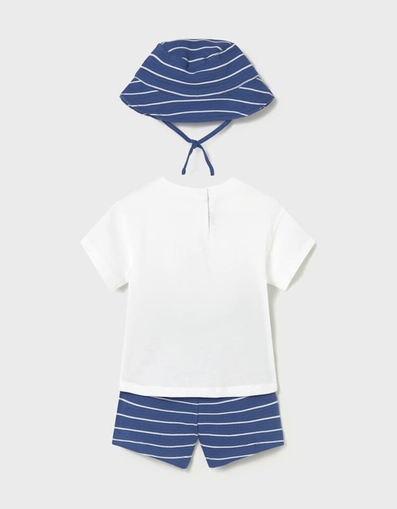 Mayoral Baby Boy Capri Blue Sailboat Short Set w/Hat