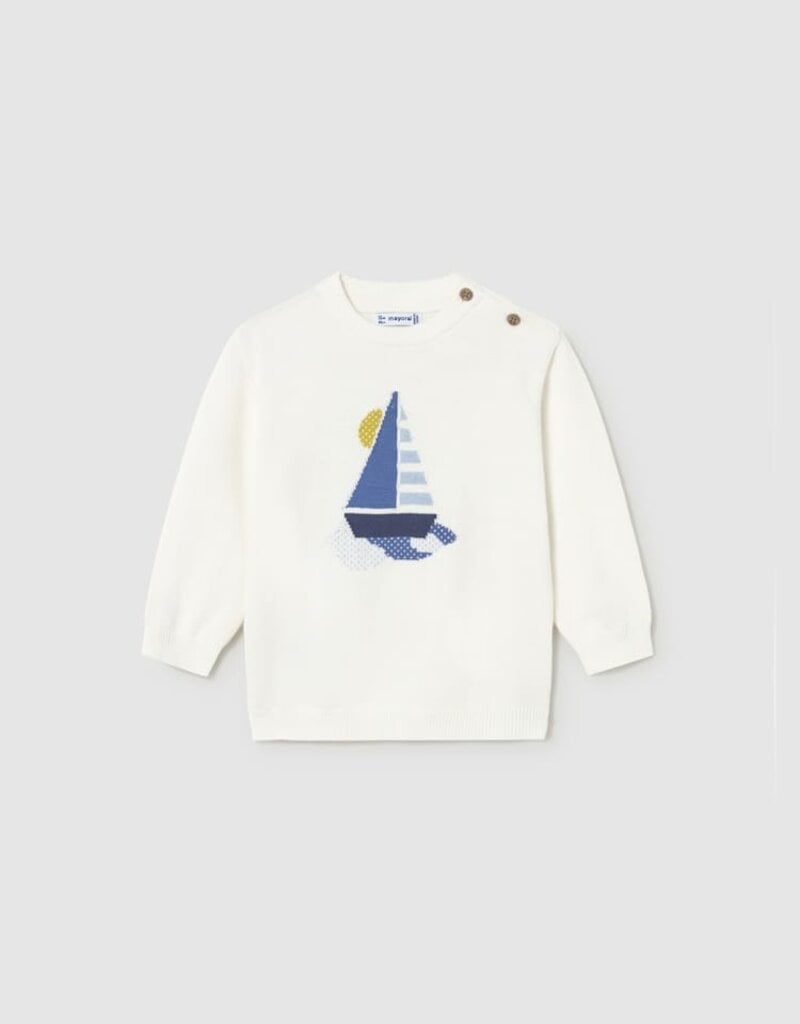 Mayoral Baby Boy Cream Sailboat Sweater