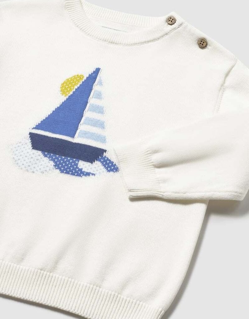 Mayoral Baby Boy Cream Sailboat Sweater