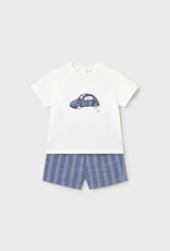 Mayoral Baby Boy S/S Shirt Short Set Blue w/Car Applique