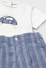 Mayoral Baby Boy S/S Shirt Short Set Blue w/Car Applique