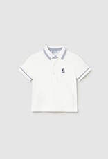 Mayoral Baby Boy S/S White Polo w/Sailboat Applique