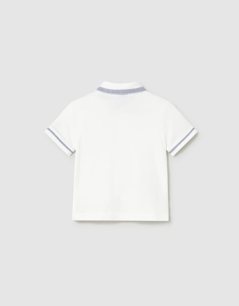 Mayoral Baby Boy S/S White Polo w/Sailboat Applique