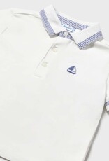 Mayoral Baby Boy S/S White Polo w/Sailboat Applique