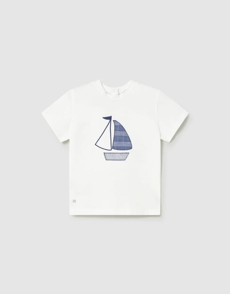Mayoral Baby Boy White S/S Tee w/Sailboat