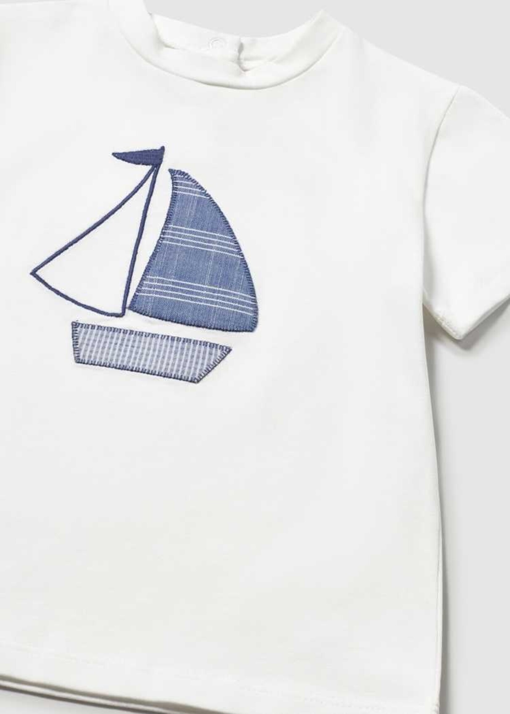 Mayoral Baby Boy White S/S Tee w/Sailboat